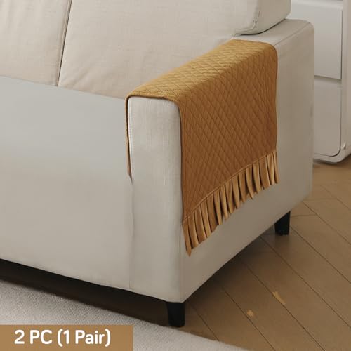 HOKIPO Holland Velvet Sofa Armrest Cover Set (2pcs), Gold (IN-781-GLD*2) - Image 2