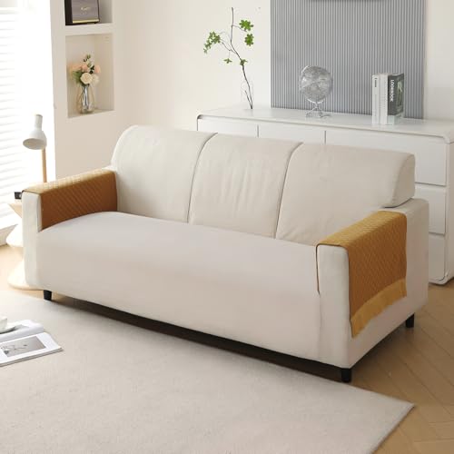 HOKIPO Holland Velvet Sofa Armrest Cover Set (2pcs), Gold (IN-781-GLD*2) - Image 1