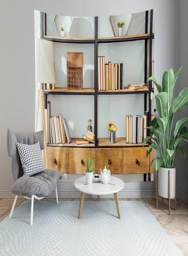 BELECO 7x5ft Fabric Living Room Bookshelf Backdrop Empty Room with Bookcase, Zoom Calls Video Recording Background Home Office Decor Zoom Meetings Photo Studio Props - Image 3