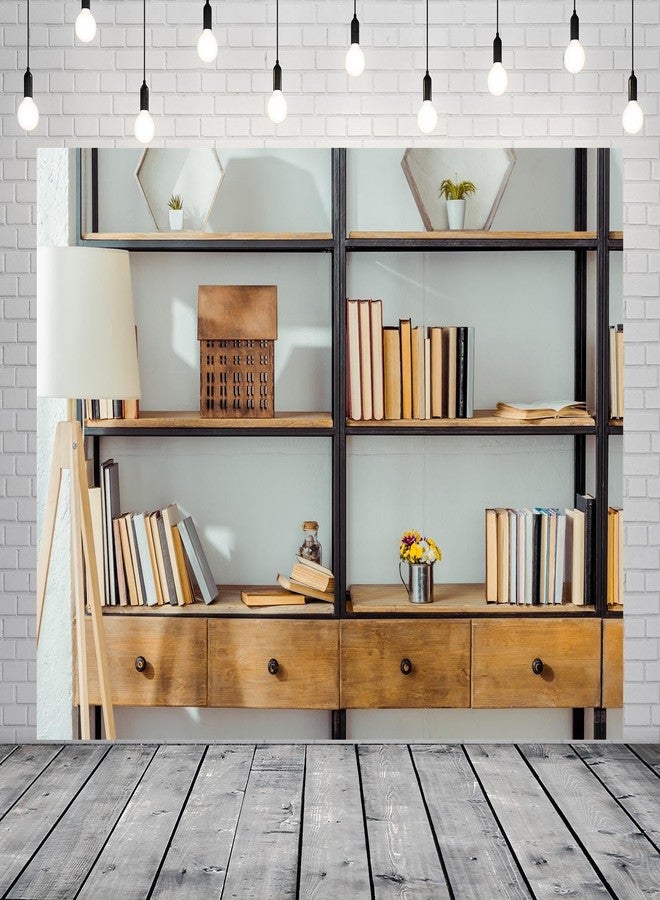 BELECO 7x5ft Fabric Living Room Bookshelf Backdrop Empty Room with Bookcase, Zoom Calls Video Recording Background Home Office Decor Zoom Meetings Photo Studio Props - Image 5