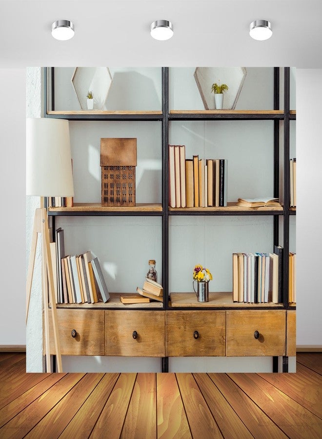 BELECO 7x5ft Fabric Living Room Bookshelf Backdrop Empty Room with Bookcase, Zoom Calls Video Recording Background Home Office Decor Zoom Meetings Photo Studio Props - Image 4