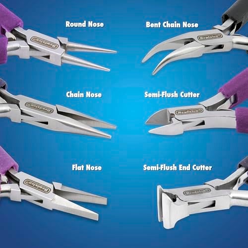 Beadalon Designer Series Glimmer Pliers Kit Lavender Speckle VinylFree Grips Chain Bent Chain Round SemiFlush Cutter 475 in ea 4 pc with Zip Pouch - Image 3