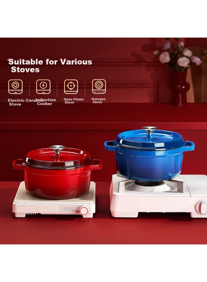 Enamel Pot, Cast Iron Soup Pot, Stew Pot, Micro-pressure Seafood Pot, Cooking Pot, Soup Pot, Housewarming Gift, 24cm Gradient Red - Image 4