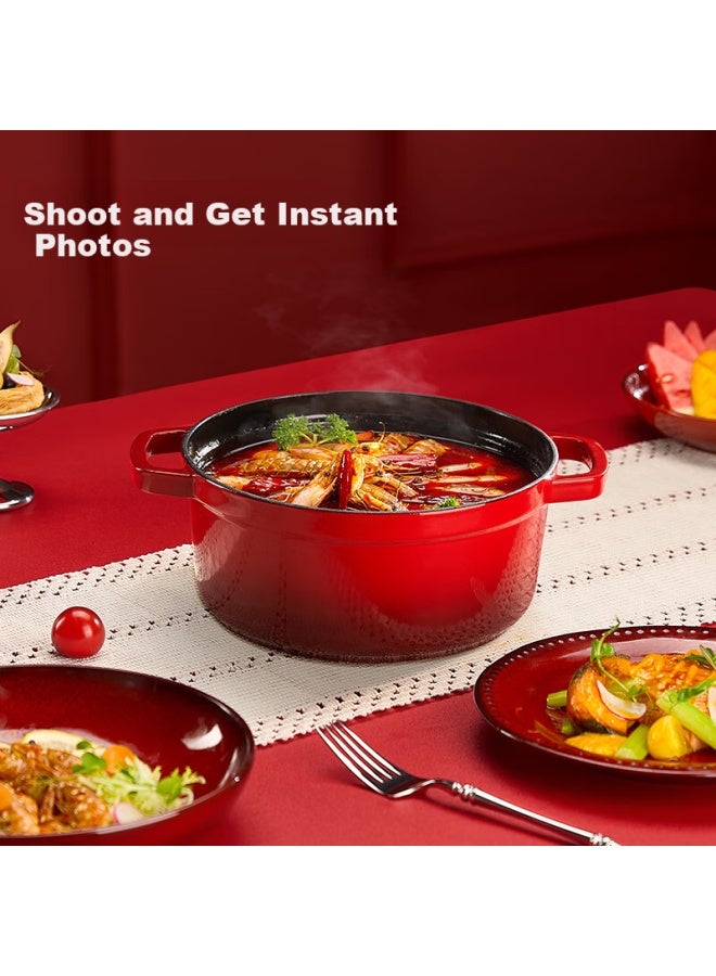 Enamel Pot, Cast Iron Soup Pot, Stew Pot, Micro-pressure Seafood Pot, Cooking Pot, Soup Pot, Housewarming Gift, 24cm Gradient Red - Image 1