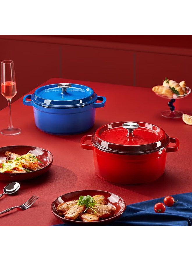 Enamel Pot, Cast Iron Soup Pot, Stew Pot, Micro-pressure Seafood Pot, Cooking Pot, Soup Pot, Housewarming Gift, 24cm Gradient Red - Image 2