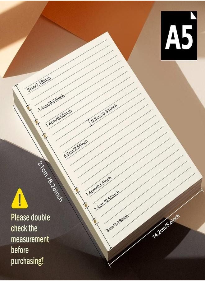 Gerenic - Refill Paper, A5 Loose Leaf Binder Paper, A5 Lined Paper Refill, 6-Holes Inserts 160 Sheets (320 Pages) for A5 Binder Refillable Journals Notebooks - Image 1