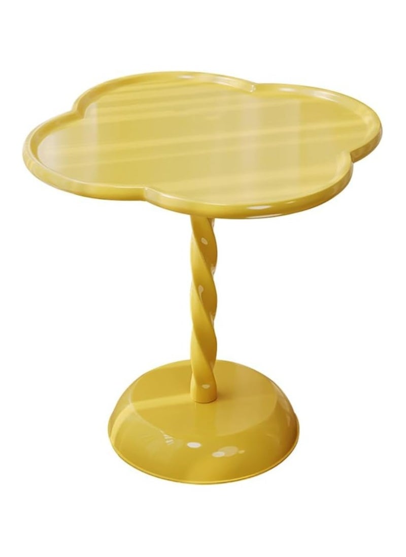 XiuWoo 50*55cm Modern End Table for Small Spaces Round End Table, Decorative Pedestal Table, Small Clover Coffee Table, Side Table Living Room for Sofa Couch Chair Patio, Yellow  - Image 3