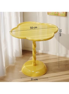 XiuWoo 50*55cm Modern End Table for Small Spaces Round End Table, Decorative Pedestal Table, Small Clover Coffee Table, Side Table Living Room for Sofa Couch Chair Patio, Yellow  - Image 4