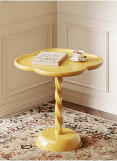 XiuWoo 50*55cm Modern End Table for Small Spaces Round End Table, Decorative Pedestal Table, Small Clover Coffee Table, Side Table Living Room for Sofa Couch Chair Patio, Yellow  - Image 1
