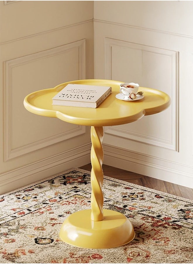 XiuWoo 50*55cm Modern End Table for Small Spaces Round End Table, Decorative Pedestal Table, Small Clover Coffee Table, Side Table Living Room for Sofa Couch Chair Patio, Yellow  - Image 1