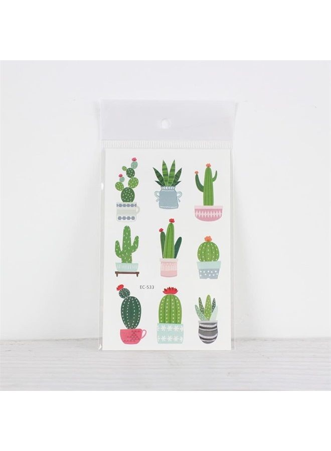 Oottati 6 sheets Waterproof Temporary Tattoo Stickers for Kids Children Cute Finger Wrist Cactus Potted Flower for Grils Boys - Image 4