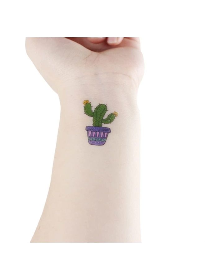 Oottati 6 sheets Waterproof Temporary Tattoo Stickers for Kids Children Cute Finger Wrist Cactus Potted Flower for Grils Boys - Image 5