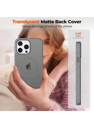 Magsafe iPhone 16 Pro Max Case, Grade Drop Tested Shockproof Matte Translucent Hard Back Slim Case Cover, (Natural Titanium) - view 5