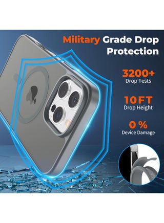 Magsafe iPhone 16 Pro Max Case, Grade Drop Tested Shockproof Matte Translucent Hard Back Slim Case Cover, (Natural Titanium) - view 3