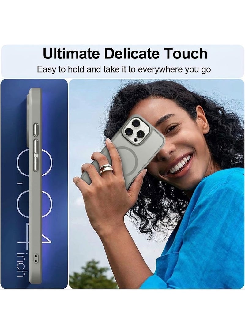 أكاليكس حافظة مغناطيسية مطفية (Matte) لهاتف iPhone 16 Pro Max [مقاومة للصدمات ونحيفة] - غطاء خلفي صلب ومطفي يوفر حماية فائقة الجودة | تيتانيوم طبيعي - Image 5