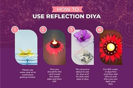 LEMBOSE Reflected Shadow Floating Transparent Diwali Diya Set Lantern Candle Panti Oil Lamps for Diwali Puja Room Decoration Item Gift Plastic Diya Set of 12 (Multi Design Shape) - Image 5