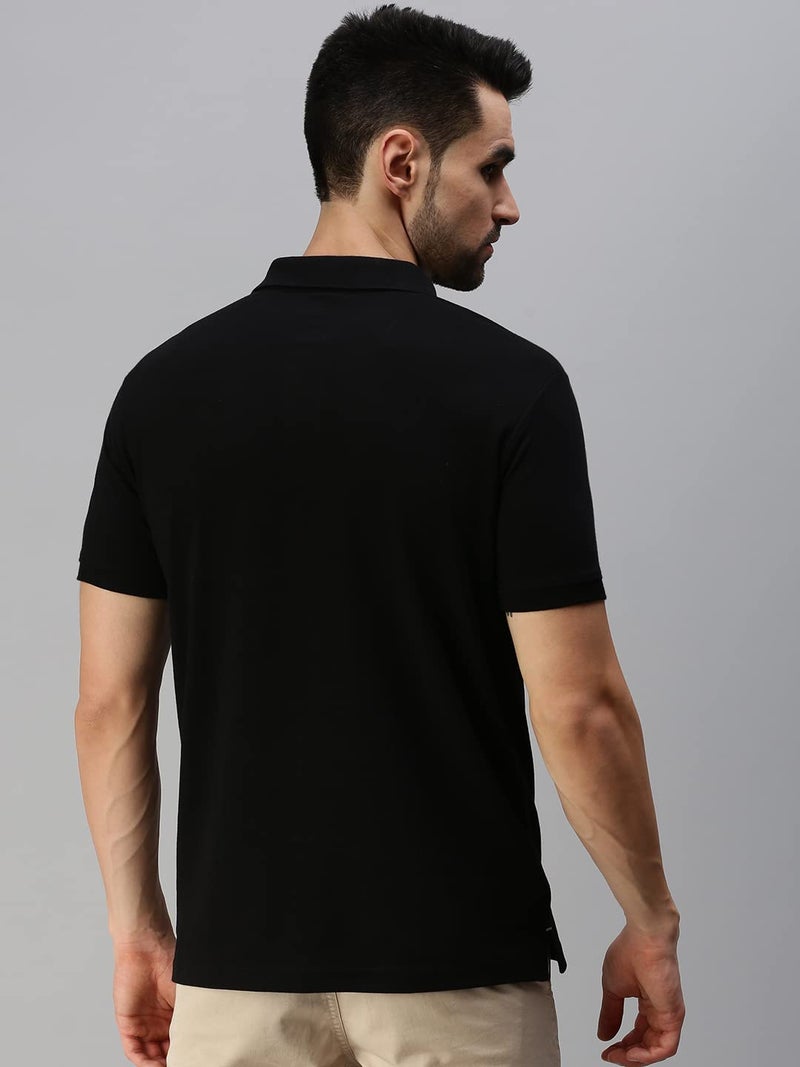 ONN Men's Black Half Sleeves Polo Collar T-Shirt with Pocket(Size : 4X-Large) - Image 4