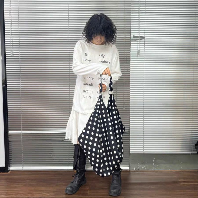 Black and White Polka Dot Sling Bag Large Capacity Casual Travel - Image 5