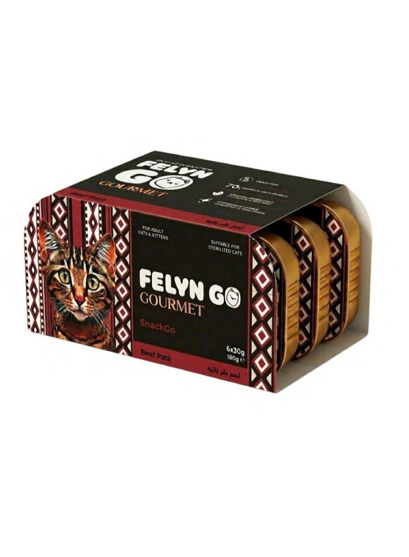Felyn GO Beef Pâté for Adult Cats & Kittens – 6 Pack Wet Cat Food – Grain Free Premium Beef Pâté – Complete & Balanced Nutrition (30g × 6) - Image 2