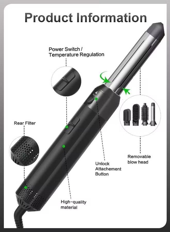 إيف 5 في 1 مجفف شعر كهربائي احترافي منفاخ أوتوماتيكي 3 مستويات لدرجة الحرارة الدورية فرشاة تصفيف الهواء الساخن مع فرد وتمشيط بكرة الشعر - Image 1