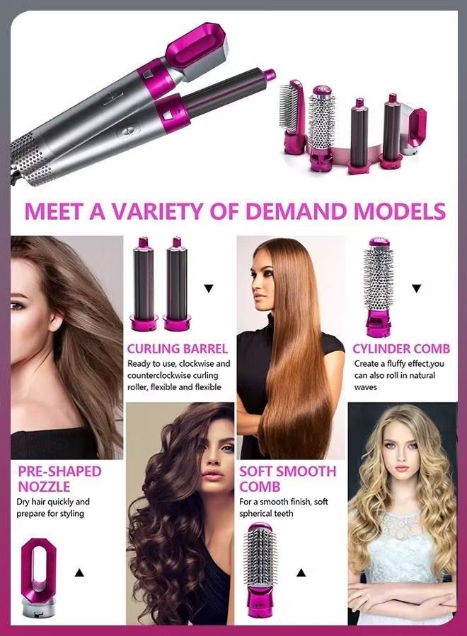 إيف 5 في 1 مجفف شعر كهربائي احترافي منفاخ أوتوماتيكي 3 مستويات لدرجة الحرارة الدورية فرشاة تصفيف الهواء الساخن مع فرد وتمشيط بكرة الشعر - Image 2