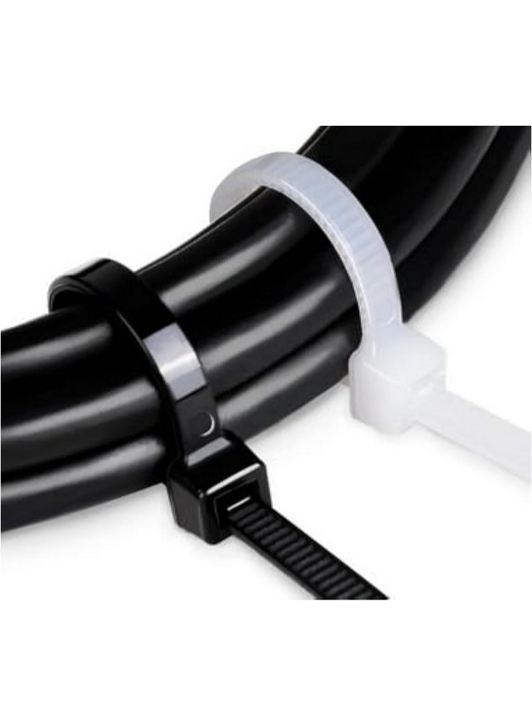 Loquat White Cable Tie 4.8mm Thick Strong and Flexible Plastic for All Purposes (White, 50cm Length) - Image 1