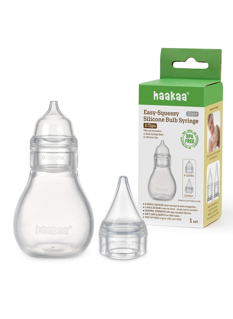 haakaa Silicone Baby Nasal Aspirator, Nose Bulb Syringe, Easy-Squeezy Baby Nose Cleaner, 0m+ Newborn Infant  & Toddler - BPA Free Silicone - 2 Tips  - Image 1
