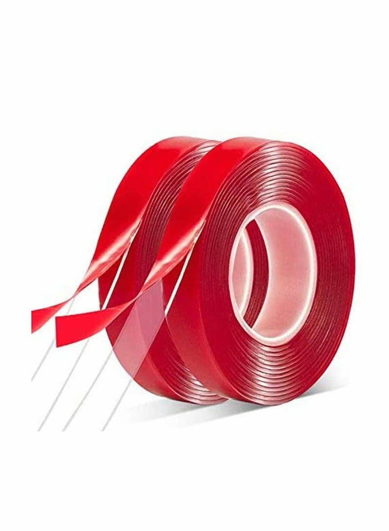 Suntown Acrylic Double Sided Adhesive Tape Removable Waterproof Clear Heat Resistant High Bond Tape For Car Decor Wall Glass Mounting Electronics Repair Tape 2 Rolls 1MM Thick 3 Meters Long - Image 1