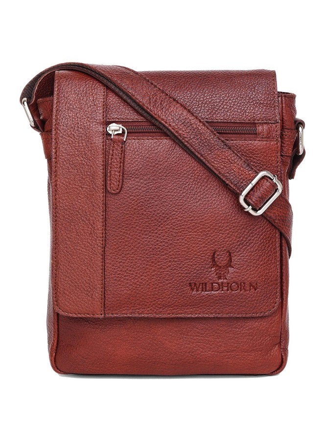 WildHorn Men's Genuine Leather Side Bag | Stylish, Spacious & Durable | Perfect For Daily Use & Travel | Adjustable Strap | 1-Year Warranty,Brown - Image 2