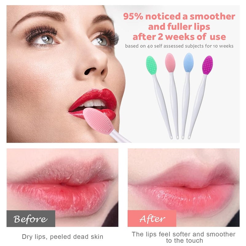 YOUKOOL Lip Brush Tool,Double-Sided Silicone Exfoliating Lip Brush (4 Colors) - Image 2