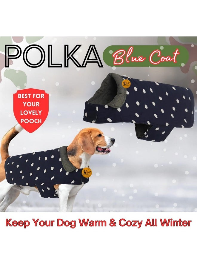 Sage Square Sage Square Dual-Sided Polka Dot Dog Jacket - Protective Cold-Weather Gear for Pets, Lightweight, Cushioned, Designed for Warmth & Comfort Indoors or Outside (Polka Navy Blue, M - 16 Inch)  - Image 2