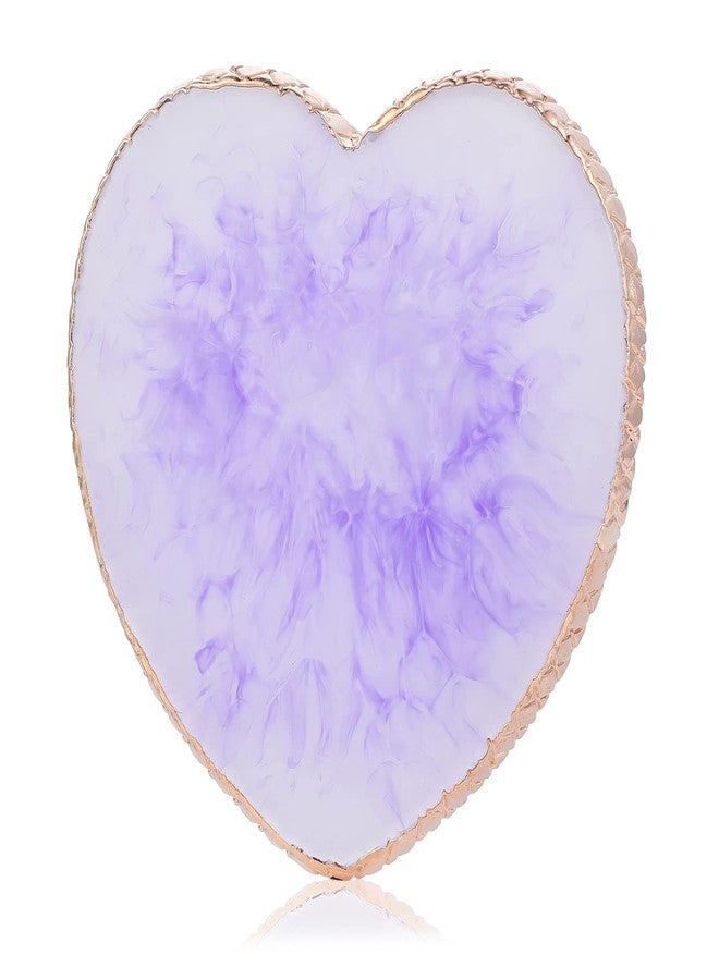 Sibba Resin Nail Art Palette Nail Mixing Palette Polish Color Mixing Plate Golden Edge Nail Holder Display Board Heart Shape Cosmetic Mixing Tools (Purple) - Image 1