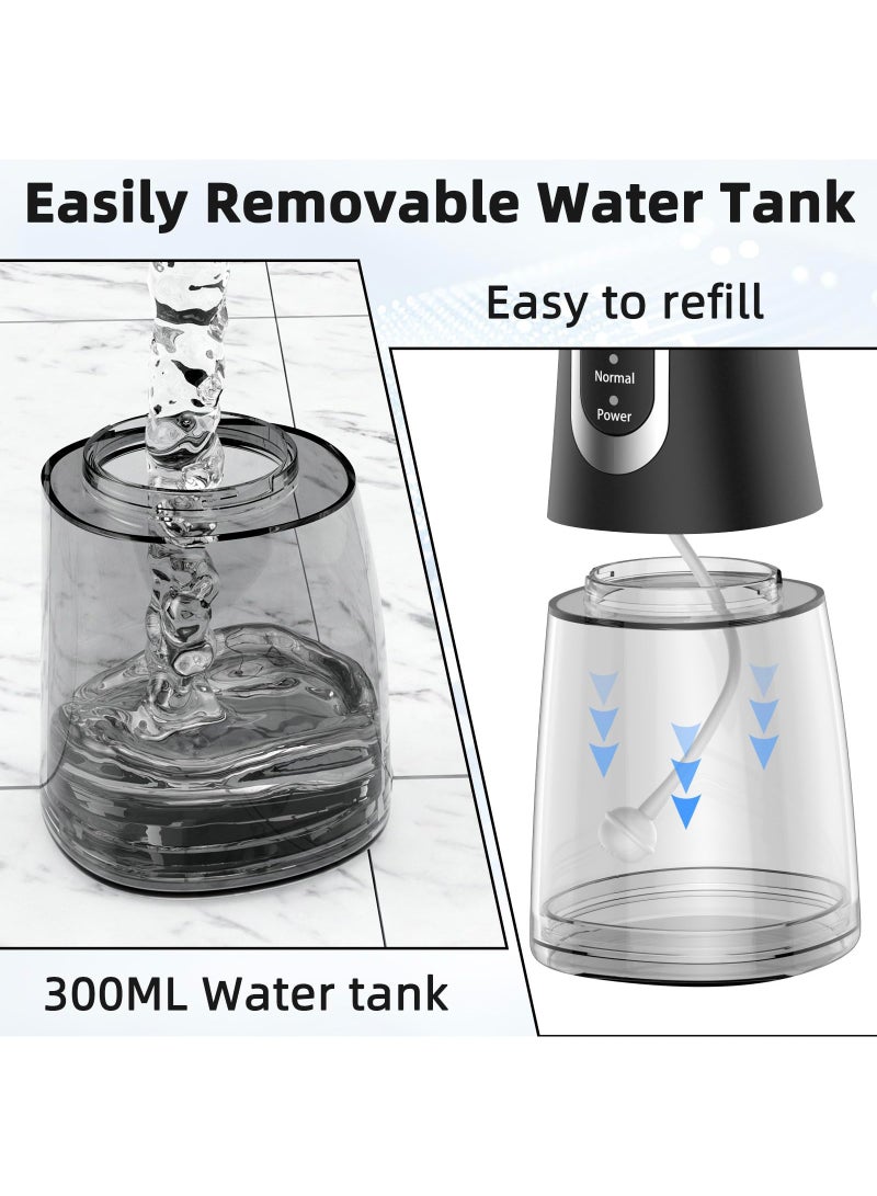 Water Flosser for Teeth Cleaner Rechargeable Oral Irrigator 4 Modes 300ML IPX7 Waterproof Powerful Battery Portable, Black - Image 2