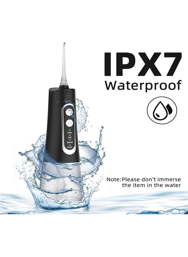 Water Flosser for Teeth Cleaner Rechargeable Oral Irrigator 4 Modes 300ML IPX7 Waterproof Powerful Battery Portable, Black - Image 4