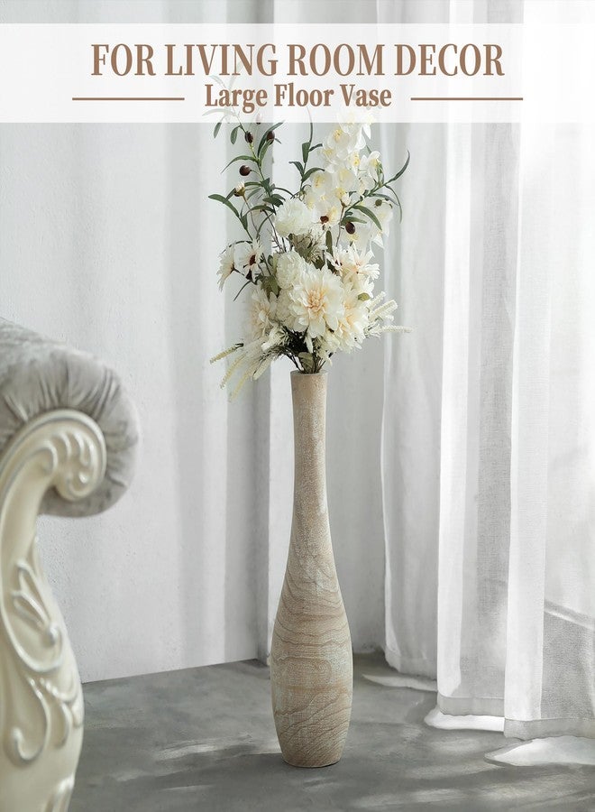 Hanobe Floor Vase Home Decor: 22 inch Tall Decorative Wood Vases for Living Room Large Rustic Farmhouse Boho Vase for Dining Table Centerpieces Bedroom Corner Hallway Indoor Office - Image 3