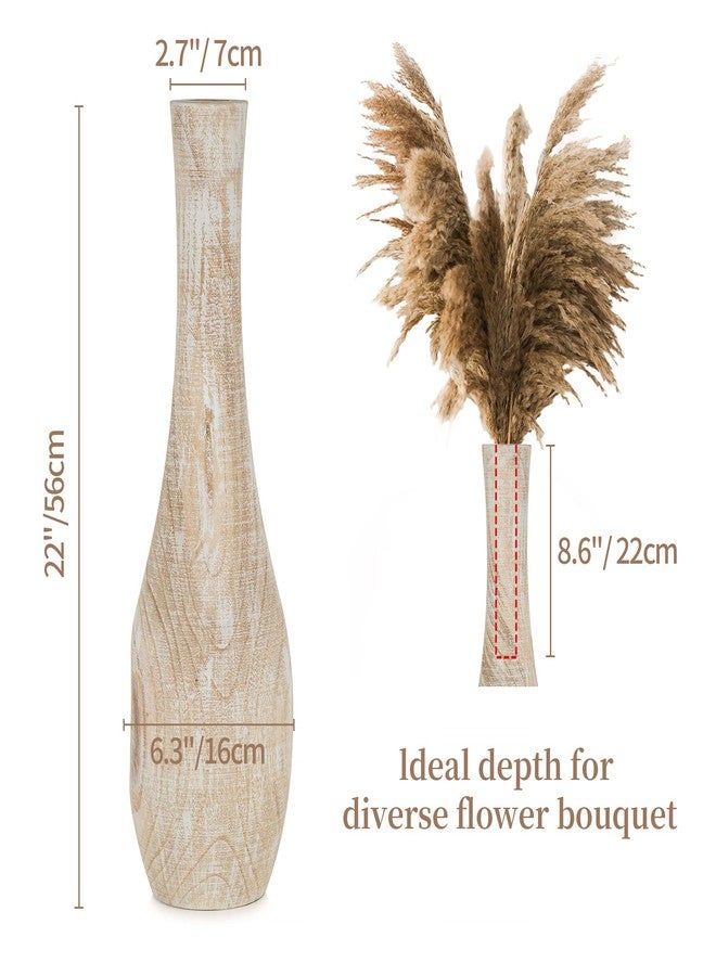 Hanobe Floor Vase Home Decor: 22 inch Tall Decorative Wood Vases for Living Room Large Rustic Farmhouse Boho Vase for Dining Table Centerpieces Bedroom Corner Hallway Indoor Office - Image 5