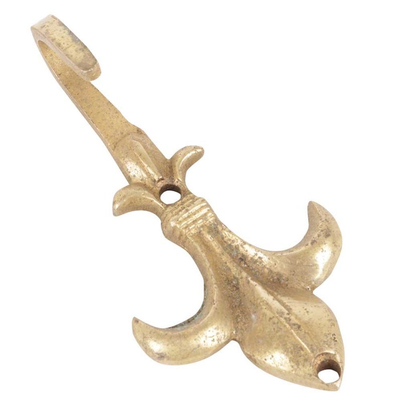 Indian-Shelf IndianShelf 2 Pack Key Holder Fleur De Lis Vintage Brass Decorative Wall Hooks for Hanging Unique Coat Rack Wall Mount Antique Towel Hangers Gold - Image 2