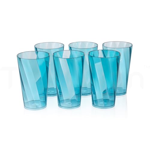 TRUBILLION ClearTwist Set of 6 Plastic Glasses - 300 ml, Unbreakable, BPA Free, Multipurpose for Water, Juice, Cocktails, Lightweight and Transparent Design, Ideal for Home, Office, Cafes, Restaurants - Image 1