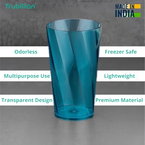 TRUBILLION ClearTwist Set of 6 Plastic Glasses - 300 ml, Unbreakable, BPA Free, Multipurpose for Water, Juice, Cocktails, Lightweight and Transparent Design, Ideal for Home, Office, Cafes, Restaurants - Image 2