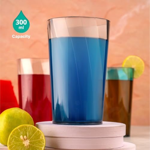 TRUBILLION ClearTwist Set of 6 Plastic Glasses - 300 ml, Unbreakable, BPA Free, Multipurpose for Water, Juice, Cocktails, Lightweight and Transparent Design, Ideal for Home, Office, Cafes, Restaurants - Image 3