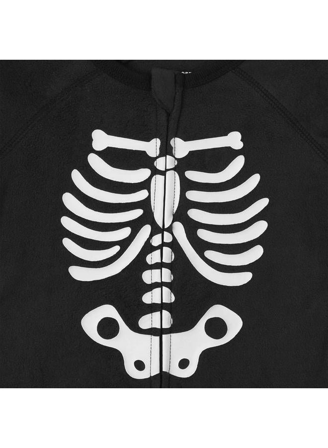 The Children's Place Baby and Toddler Glow Skeleton Fleece One Piece Pajamas, Black, 4T - Image 3