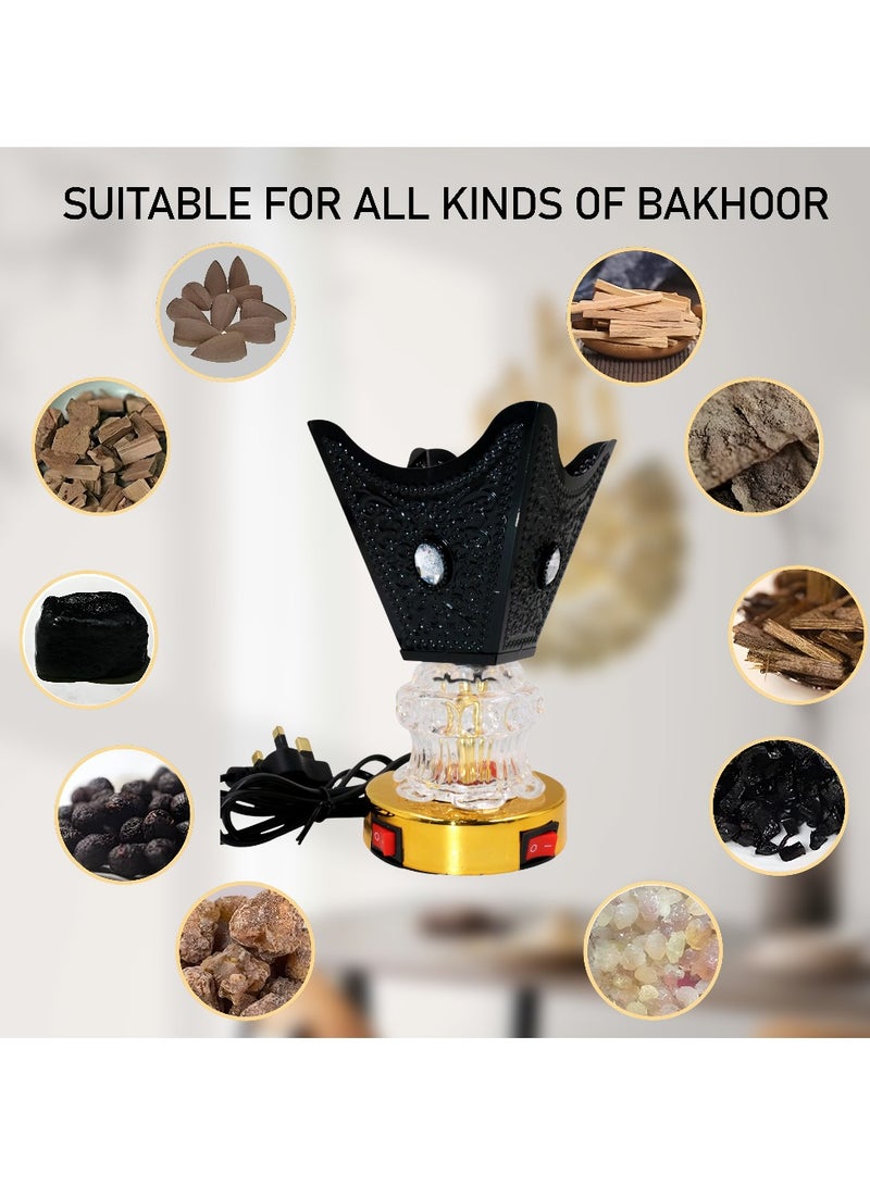 GOOAS Electric Oud Burner – Elegant Crystal Base Design with Dual Switch Control – Stylish Mabkhara for Home, Office & Gift Use - Image 3