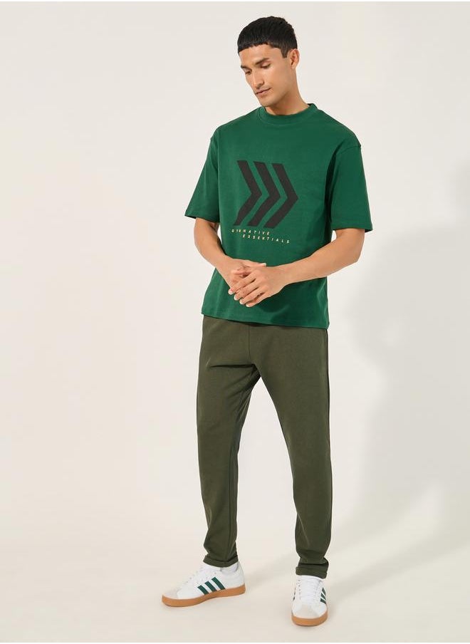 Styli Styli Slim Fit Pique Knit Pants with Turn-Up Hem  - Image 2