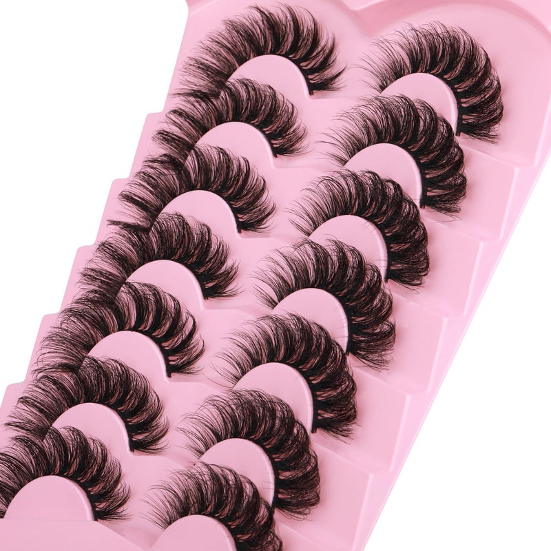 JIMIRE Mink Lashes Wispy Cat Eye Lashes Full 6D Volume False Eyelashes that Look Like Extensions 16MM Thick Soft D-Curly Fake Lashes 7 Pairs Pack - Image 4