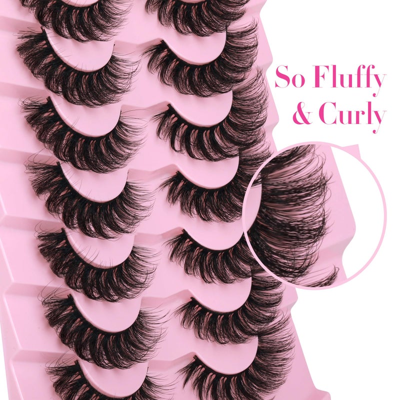 JIMIRE Mink Lashes Wispy Cat Eye Lashes Full 6D Volume False Eyelashes that Look Like Extensions 16MM Thick Soft D-Curly Fake Lashes 7 Pairs Pack - Image 3