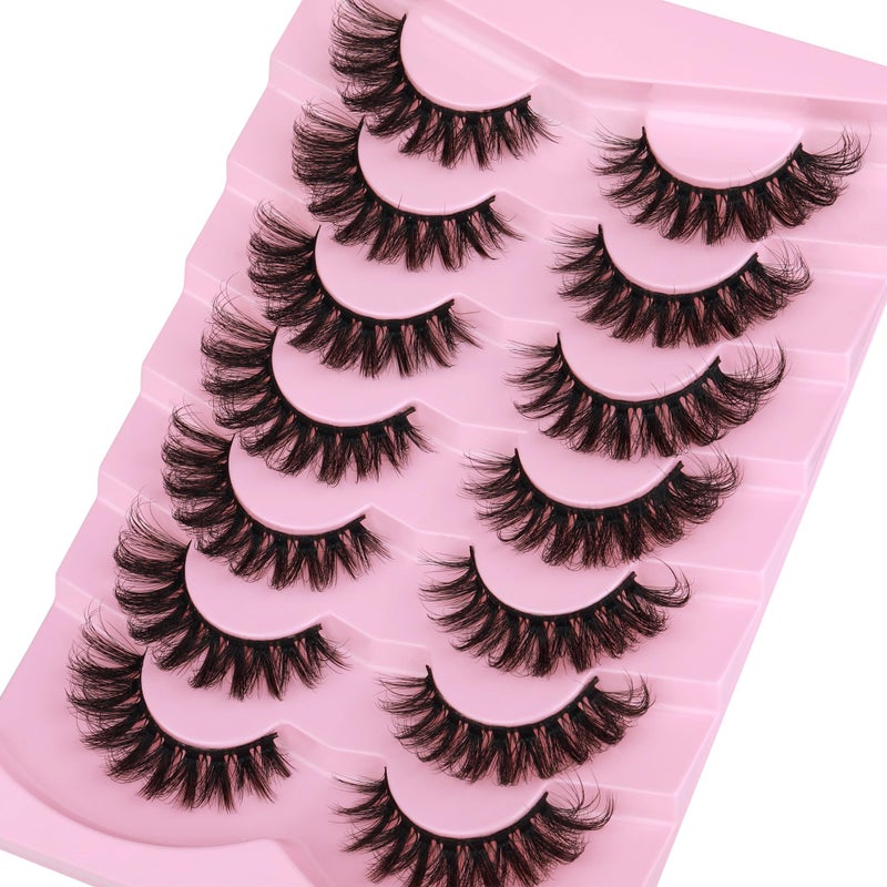 JIMIRE Mink Lashes Wispy Cat Eye Lashes Full 6D Volume False Eyelashes that Look Like Extensions 16MM Thick Soft D-Curly Fake Lashes 7 Pairs Pack - Image 5