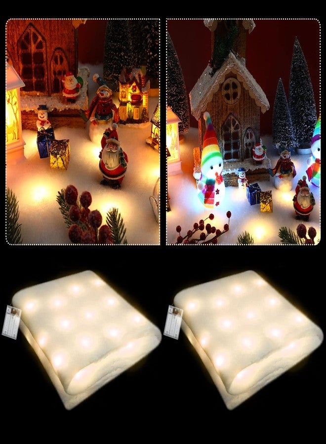 زينغمي بطانية ثلجية مضيئة من قطعتين من Zhengmy لقرية عيد الميلاد، مقاس 4.9 قدم × 16 بوصة، بطانية ثلجية صناعية مضاءة مسبقًا، مفرش طاولة مضيء بتقنية LED لعرض قرية عطلة عيد الميلاد (أبيض دافئ). - Image 1