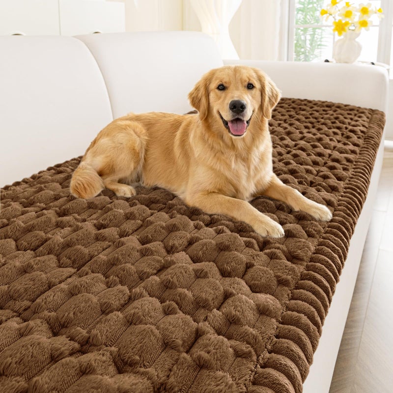 Smiry Couch Covers for Dogs Washable, Non Slip Fuzzy Pet Couch Covers for Sofa, Soft Thick Sofa Slipcovers Furniture Protector Pet Friendly (Chocolate, 27.6" x 70.9") - Image 1