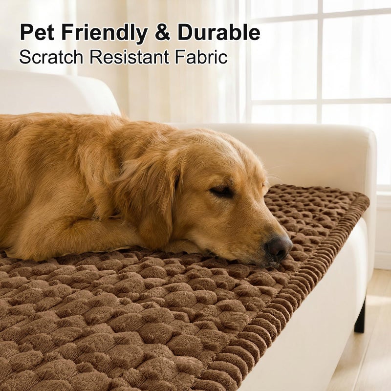Smiry Couch Covers for Dogs Washable, Non Slip Fuzzy Pet Couch Covers for Sofa, Soft Thick Sofa Slipcovers Furniture Protector Pet Friendly (Chocolate, 27.6" x 70.9") - Image 3