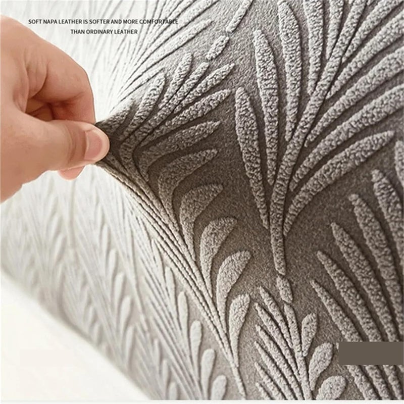 1pc Jacquard Bed Headboard Cover Solid Color Elastic Head Slipcover Leaves Printed All-Inclusive Backrest Bedroom for Bedroom(Khaki,L120cm H50-60cm S) - Image 4